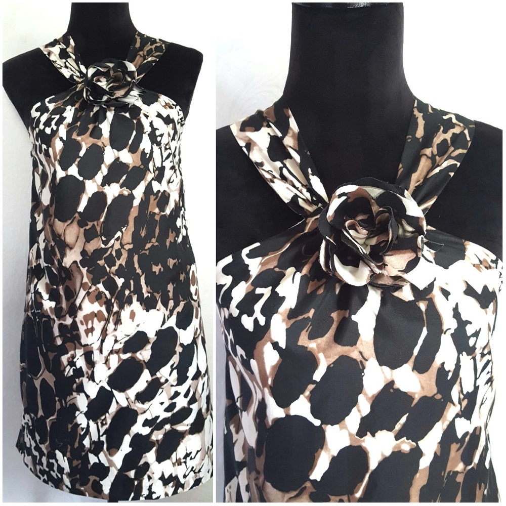 Alexia Admor Animal Print Rosette Halter Dress